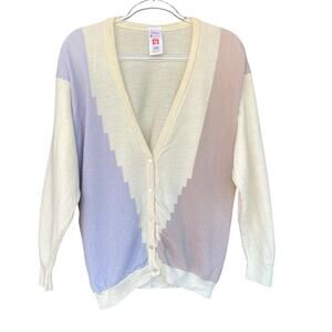 St. Michael Men Cardigan Sweater Size 44 Lambswool Button Up Long Sleeve Grandpa